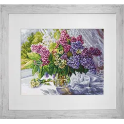 (D) Kit de point de croix Lilas Bouquet 40x32 cm SB7015