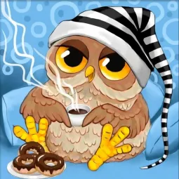 Kauz und Kaffee 25*25 cm AM1863