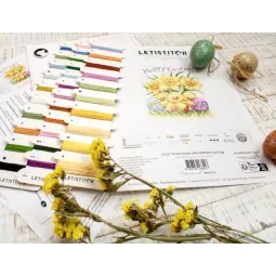 Trys viščiukai su narcizais ir kiaušiniu 15x18,5cm SLETIL8059