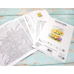 Три цыпленка с нарциссами и яйцом 15x18,5cm SLETIL8059