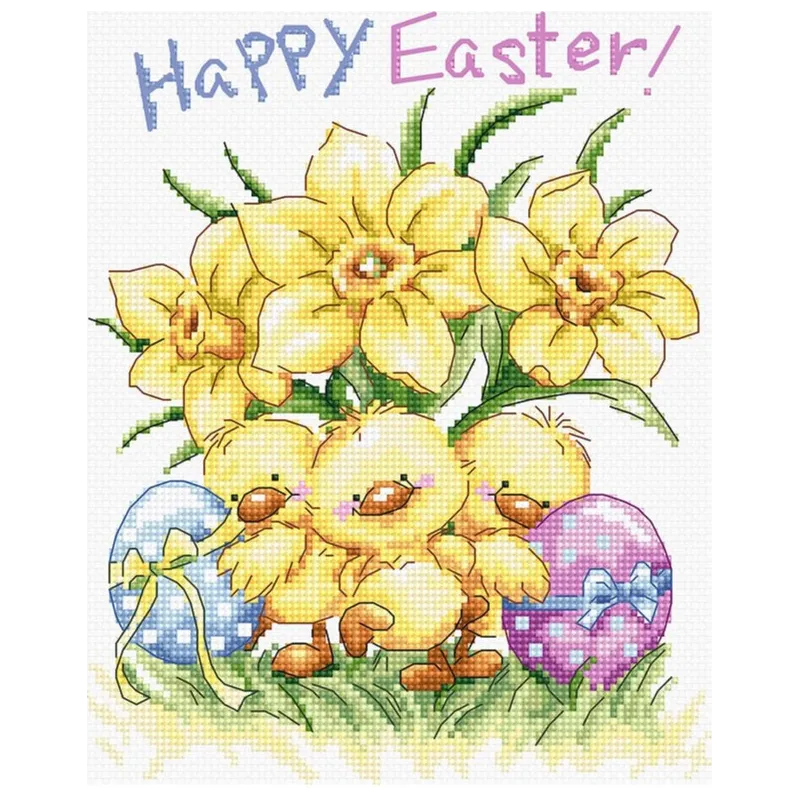 Three Chicks with Daffodils and Egg 15x18,5cm SLETIL8059 (ES)