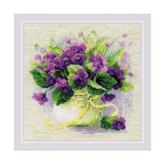 Needlecraft set Violets in a Pot 22x22 SR2091