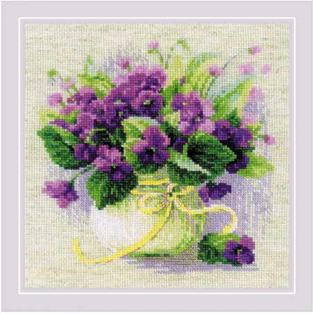 Needlecraft set Violets in a Pot 22x22 SR2091