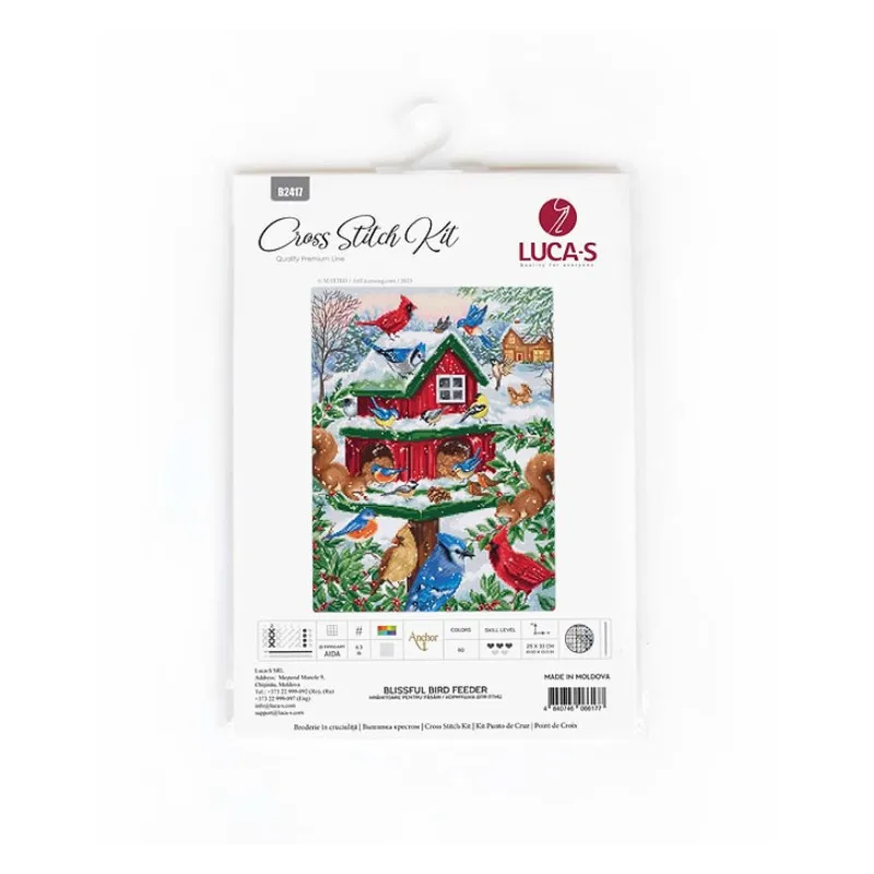(D) Cross stitch kit Blissful Bird Feeder 25x33cm SB2417