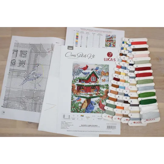(D) Cross stitch kit Blissful Bird Feeder 25x33cm SB2417