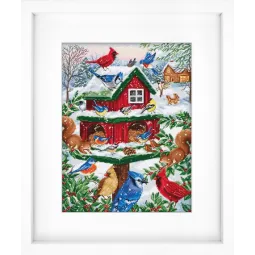 (D) Cross stitch kit Blissful Bird Feeder 25x33cm SB2417