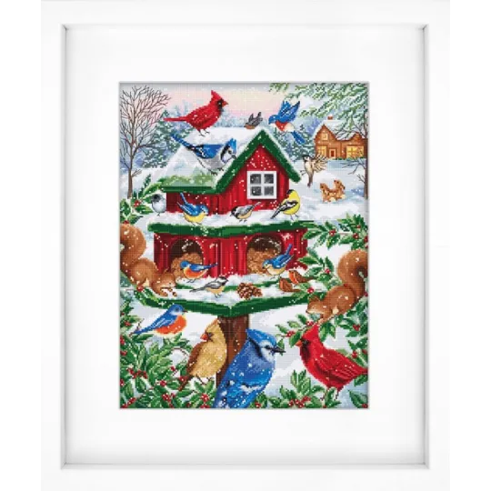 (D) Kreuzstich-Set "Glückliche Vogeltränke" 25x33cm SB2417