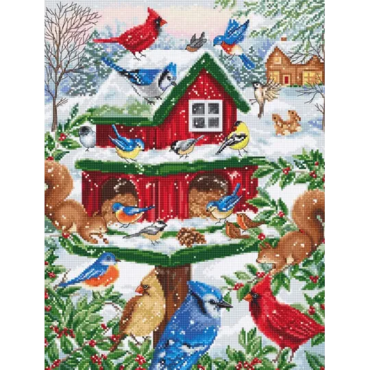 (D) Cross stitch kit Blissful Bird Feeder 25x33cm SB2417