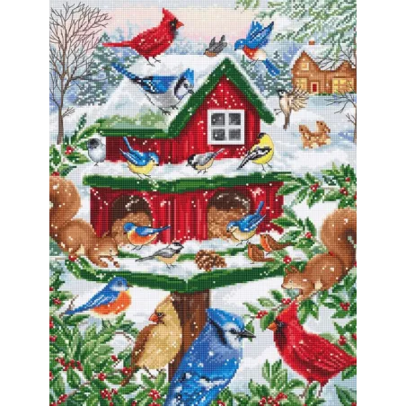 (D) Cross stitch kit Blissful Bird Feeder 25x33cm SB2417