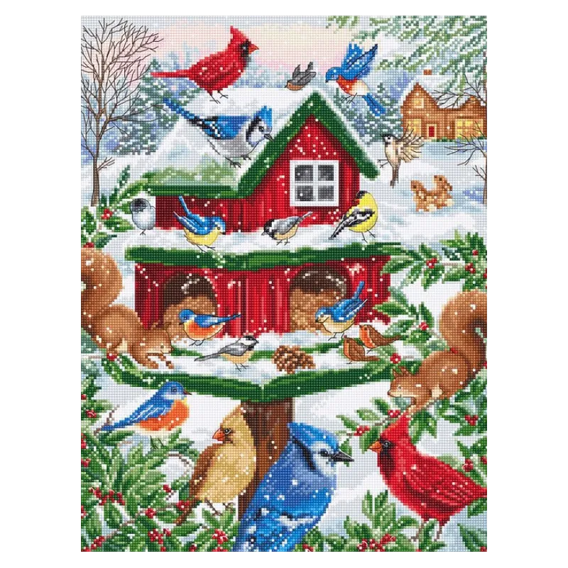 (D) Cross stitch kit Blissful Bird Feeder 25x33cm SB2417