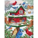(D) Cross stitch kit Blissful Bird Feeder 25x33cm SB2417