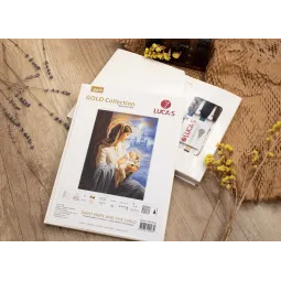 Kryželio siuvinėjimo rinkinys Šventoji Marija ir vaikas 18x25cm SG617