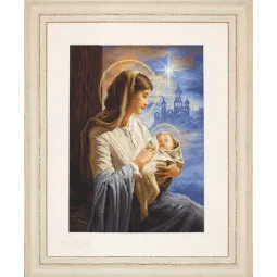 Petit Point Stickset "Heilige Maria und das Kind" 18x25cm SG617