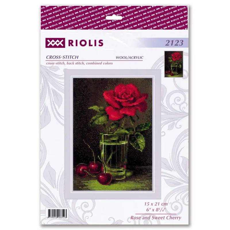 Cross stitch kit Rose and Sweet Cherry 15x21 SR2123