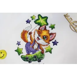 Water-soluble canvas cross stitch kit "Fox-skateboarder" SV-803