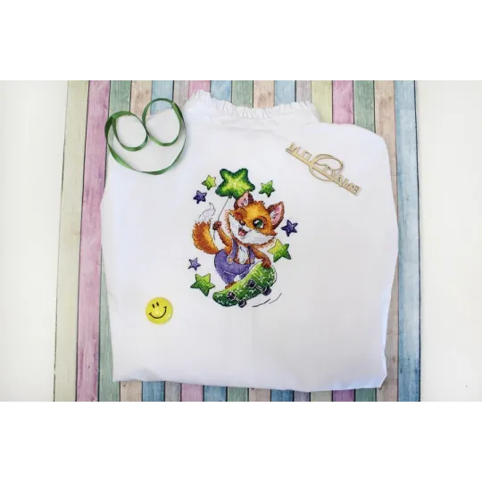 Water-soluble canvas cross stitch kit "Fox-skateboarder" SV-803
