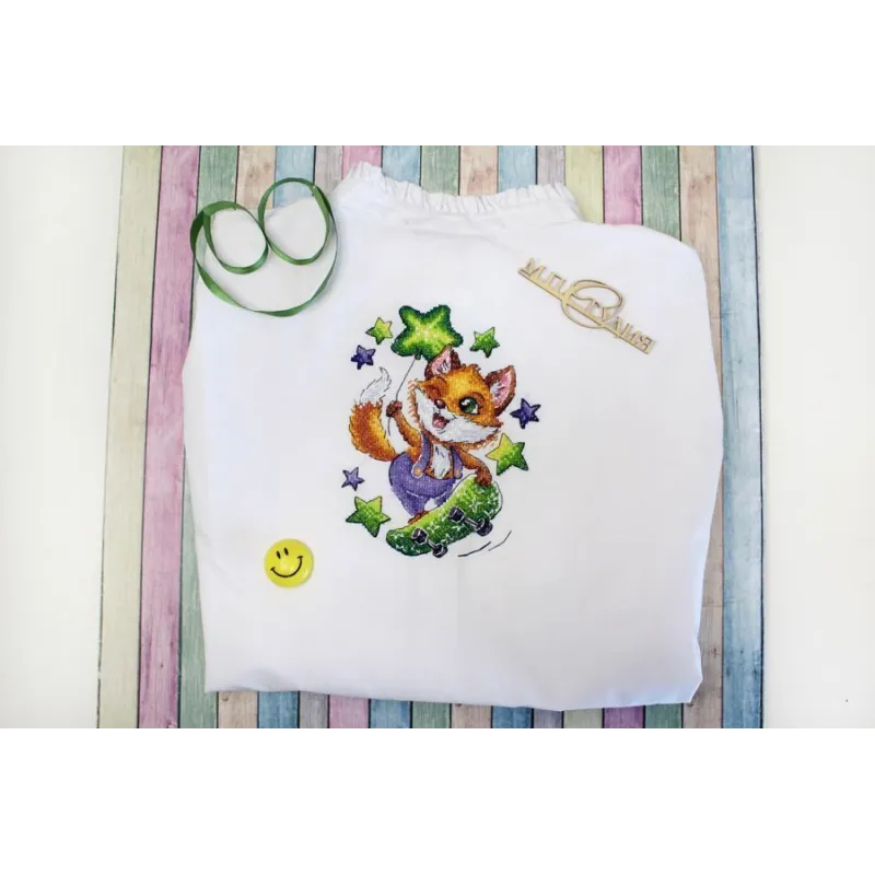 Kit de point de croix sur toile soluble dans l'eau « Fox-skateboarder » SV-803