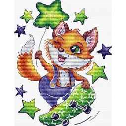 Water-soluble canvas cross stitch kit "Fox-skateboarder" SV-803