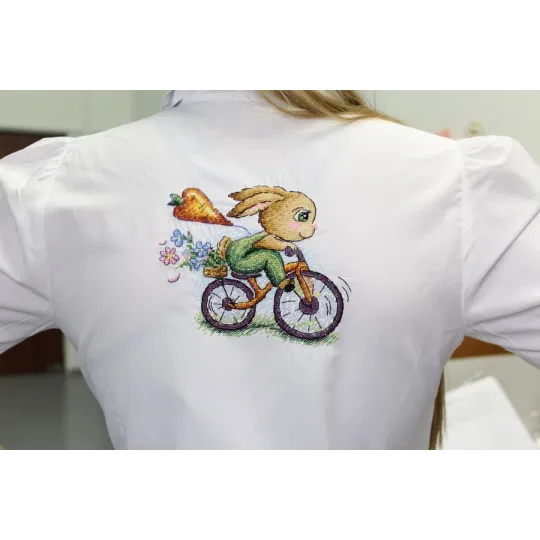 Water-soluble canvas cross stitch kit "Bunny cyclist" SV-804