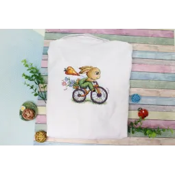 Набор для вышивания крестиком на водорастворимой канве "Велосипедист-зайчик" SV-804