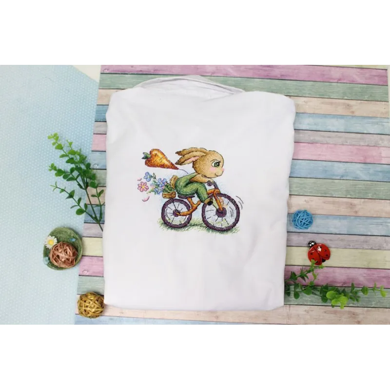 Wasserlöslicher Canvas-Kreuzstich-Set "Bunny cyclist" SV-804