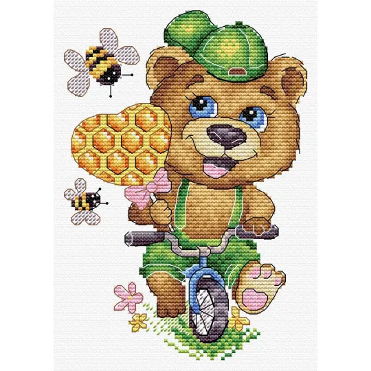 Kit de point de croix sur toile hydrosoluble "Funny bear" SV-805