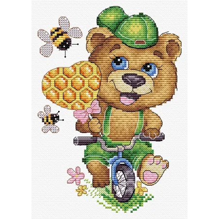 Kit de point de croix sur toile hydrosoluble "Funny bear" SV-805