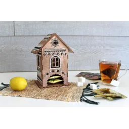 Broderie perlée sur base en bois "Maison de thé №2" SO-073