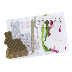 Point de croix sur base en bois "Floral Easter" SO-081