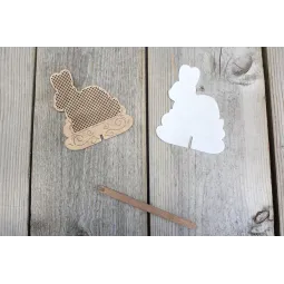 Point de croix sur base en bois "Floral Easter" SO-081