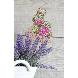 Point de croix sur base en bois "Floral Easter" SO-081