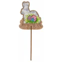 Point de croix sur socle en bois "Lapin de Pâques" SO-083