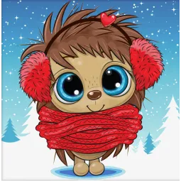 Набор алмазной живописи «Ежик зимой» 20*20 см AM1942