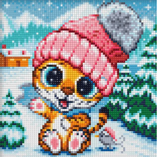 Diamond Painting kit "The little tiger in winter" 20*20 cm AM1948