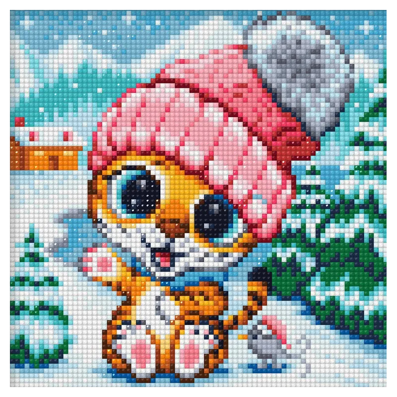 Diamond Painting kit "The little tiger in winter" 20*20 cm AM1948