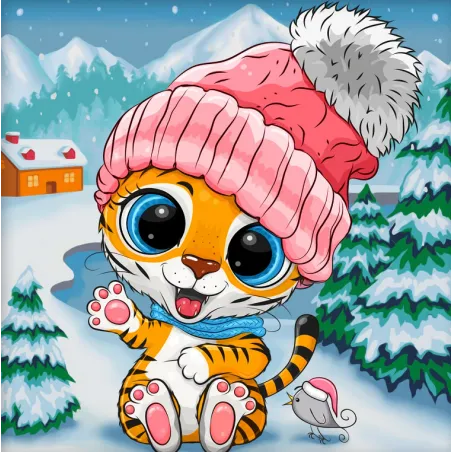 Diamond Painting kit "The little tiger in winter" 20*20 cm AM1948