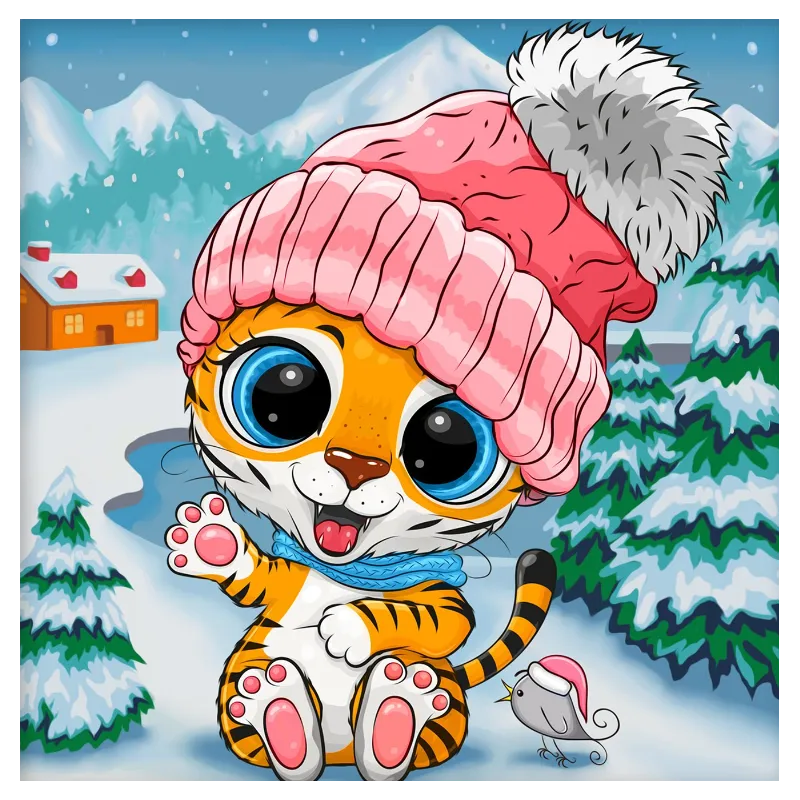 Diamond Painting kit "The little tiger in winter" 20*20 cm AM1948