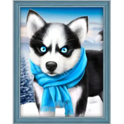Diamond Painting Set "Blue Eye Husky" 15х20 cm AM1540