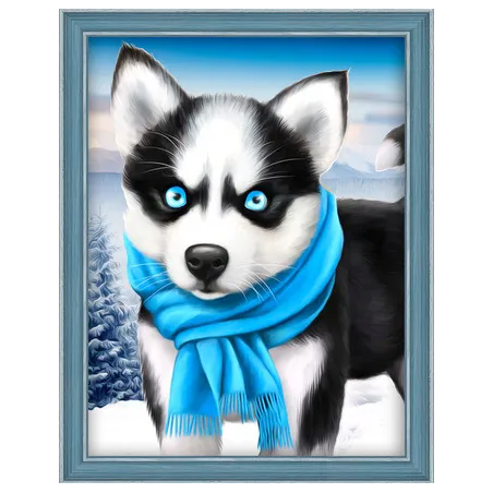 Diamond Painting kit "Blue Eye Husky" 15х20 cm AM1540