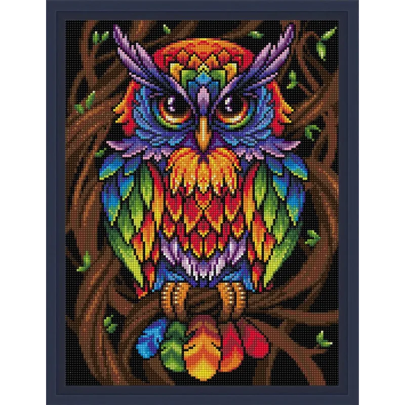 Diamond Painting kit "Rainbow Owl" 30x40 cm AM1726