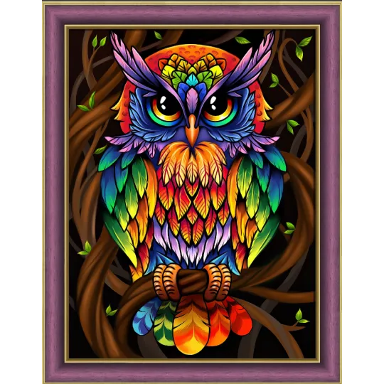 Diamond Painting kit "Rainbow Owl" 30x40 cm AM1726