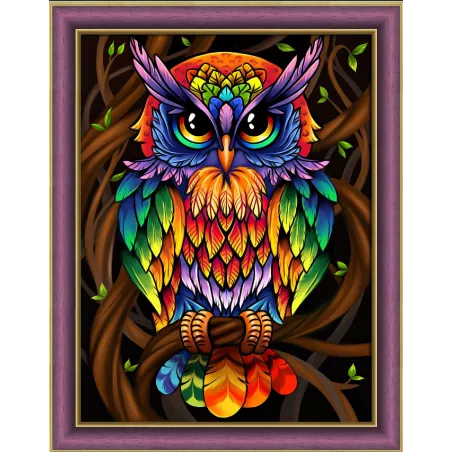 Diamond Painting kit "Rainbow Owl" 30x40 cm AM1726