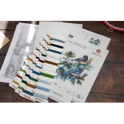 Kit de point de croix Les Oiseaux-Hiver 21 x 21cm SB2418