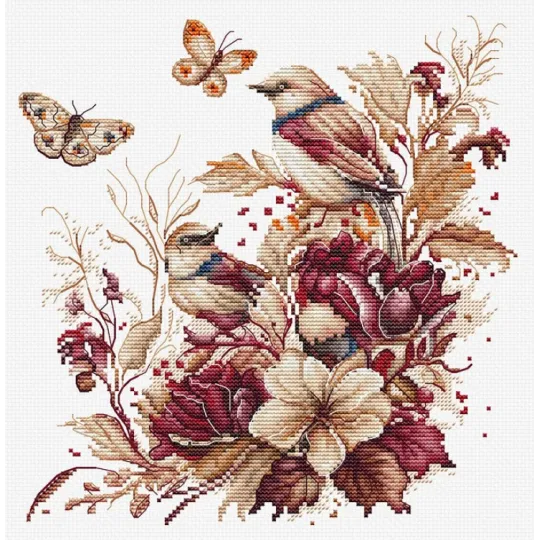 Kit de point de croix Les oiseaux - Automne 21x21cm SB2419