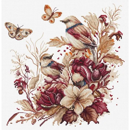Kit de point de croix Les oiseaux - Automne 21x21cm SB2419