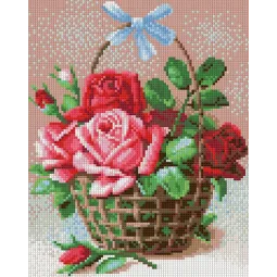 Diamond Painting Kit Basket of Roses 24х30 cm AM1451