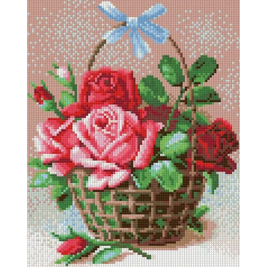 Kit de peinture diamant panier de roses 24x30 cm AM1451