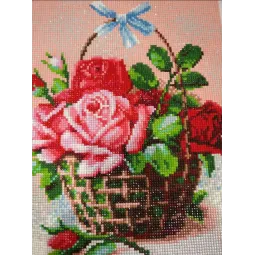 Deimantų tapybos rinkinys Krepšelis su rožėmis 24х30 cm AM1451