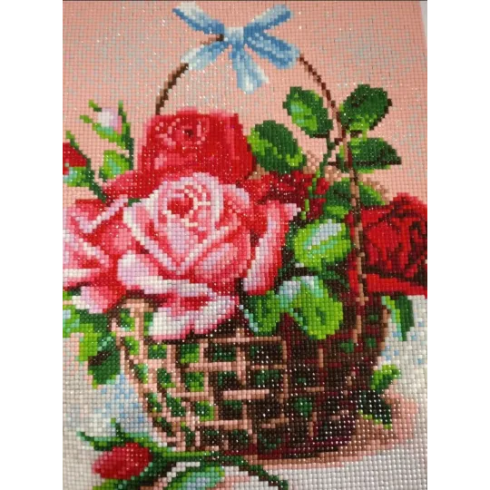 Kit de peinture diamant panier de roses 24x30 cm AM1451