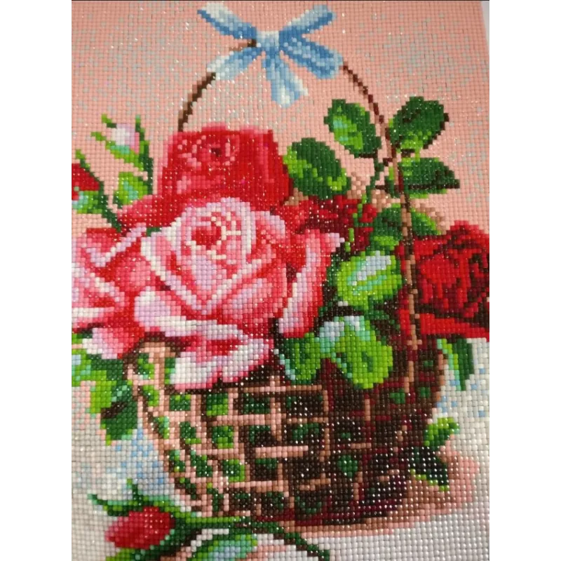 Kit de peinture diamant panier de roses 24x30 cm AM1451